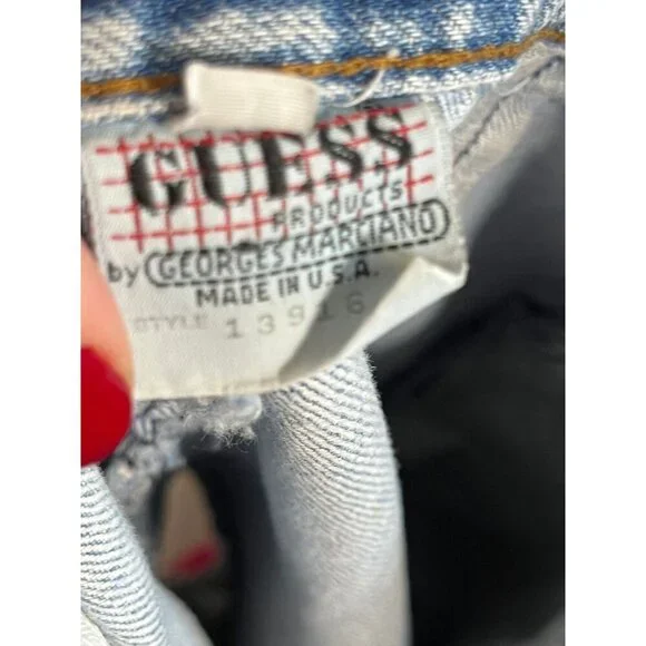 Vintage High Waisted Cuffed Denim 31 Blue Shorts 90s Mom Twee Cowgirl Western - Picture 11 of 15